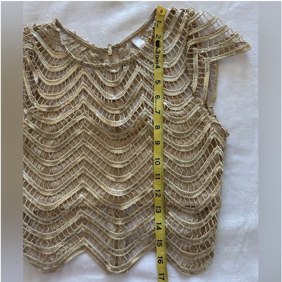 Lovesong women's top with gold sequins and back zipper size S - Picture 8 of 9